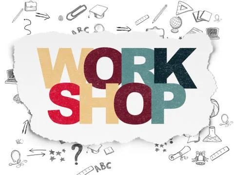 Learning concept: Workshop on Torn Paper background Stock Illustration
