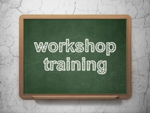 Learning concept: Workshop Training on chalkboard background Illustrazione stock