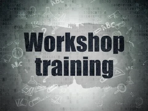 Learning concept: Workshop Training on Digital Paper background Illustrazione stock