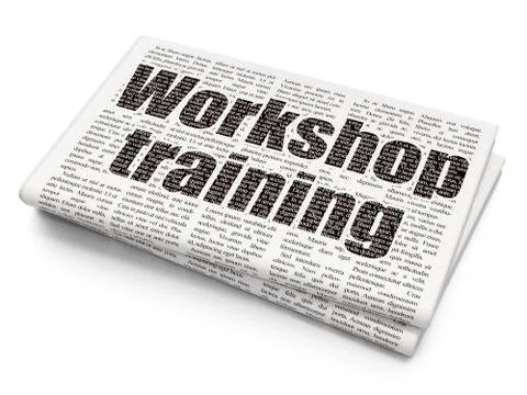 Learning concept: Workshop Training on Newspaper background Illustrazione stock