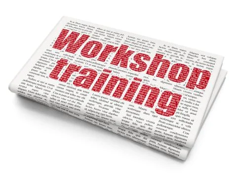 Learning concept: Workshop Training on Newspaper background Illustrazione stock