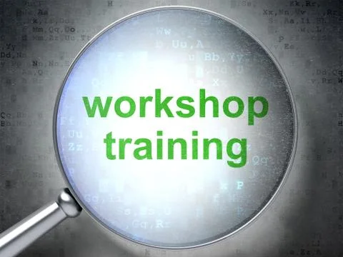 Learning concept: Workshop Training with optical glass Illustrazione stock