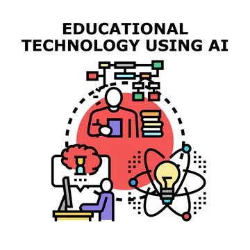Learning concepts using artificial intelligence educational technology 스톡 일러스트