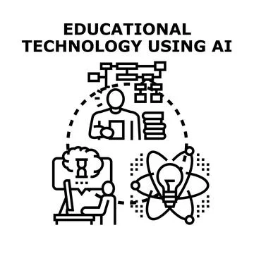Learning concepts using artificial intelligence educational technology 스톡 일러스트