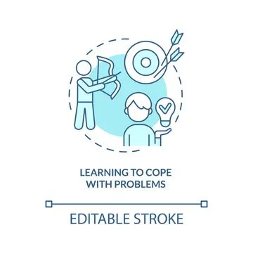 Learning to cope with problems turquoise concept icon Stock Illustration