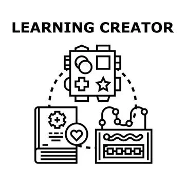Learning creator developing new skills and ideas concept Stock Illustration