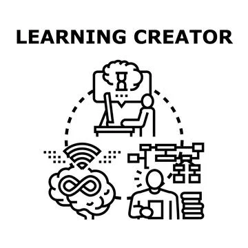 Learning creator developing new skills and knowledge Stock Illustration