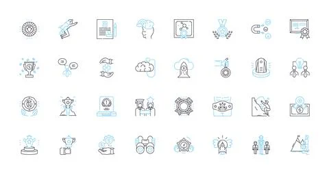 Learning curve linear icons set. Growth, Evolution, Progression, Mastery 스톡 일러스트
