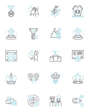 Learning curve linear icons set. Growth, Evolution, Progression, Mastery 스톡 일러스트