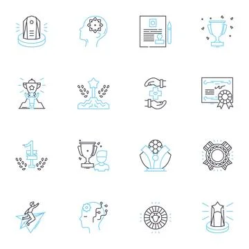 Learning curve linear icons set. Growth, Evolution, Progression, Mastery 스톡 일러스트