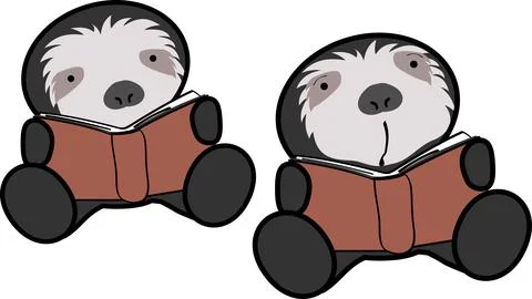 Learning cute baby sloth bear character cartoon Stock Illustration