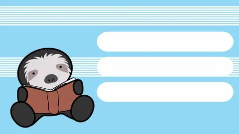 Learning cute baby sloth bear character cartoon Stock Illustration