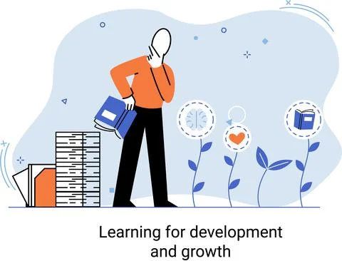 Learning for development and growth. Self-learning, online emoloyee education Stockillustratie