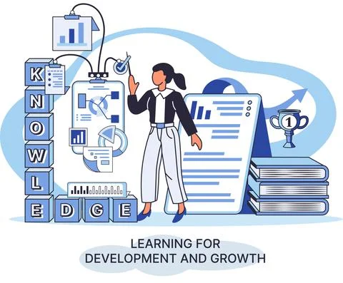 Learning for development and growth. Self-learning, online emoloyee education Stock Illustration