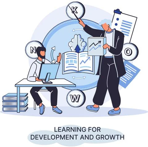Learning for development and growth. Self-learning, online emoloyee education Stock Illustration