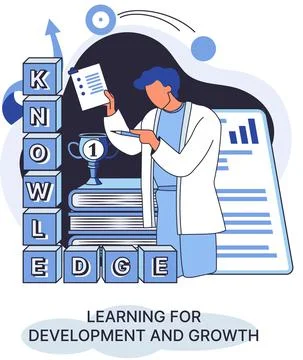 Learning for development and growth. Self-learning, online emoloyee education Illustrazione stock