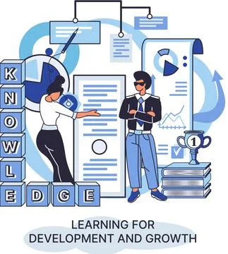 Learning for development and growth. Self-learning, online emoloyee education Stock Illustration