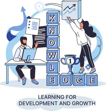 Learning for development and growth. Self-learning, online emoloyee education Illustrazione stock