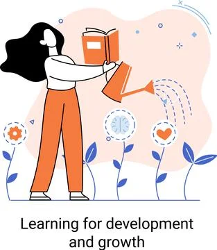 Learning for development and growth. Self-learning, online emoloyee education Stock Illustration