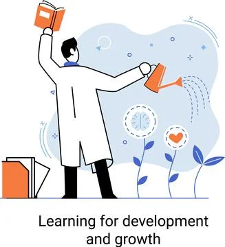 Learning for development and growth. Self-learning, online emoloyee education Stock Illustration
