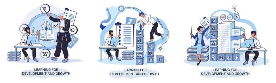 Learning for development and growth. Self-learning, online emoloyee education Stock Illustration