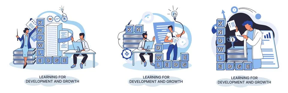 Learning for development and growth. Self-learning, online emoloyee education Stock Illustration