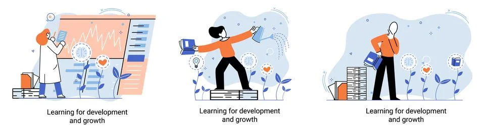 Learning for development and growth. Self-learning, online emoloyee education Stock Illustration