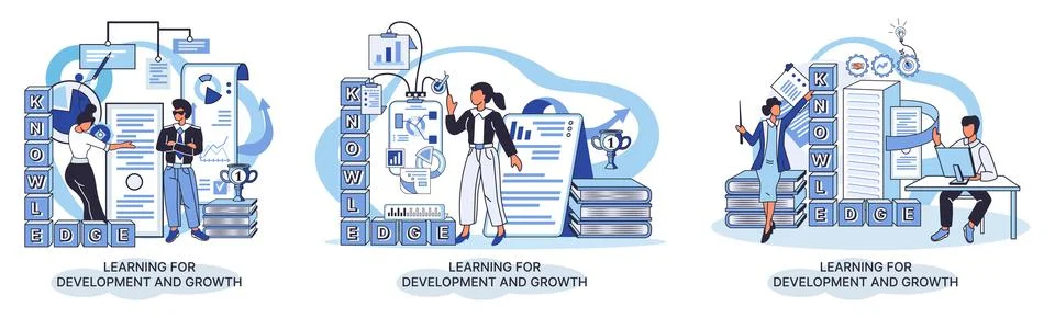 Learning for development and growth. Self-learning, online emoloyee education イラスト素材