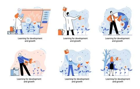 Learning for development and growth. Self-learning, online emoloyee education Stock Illustration