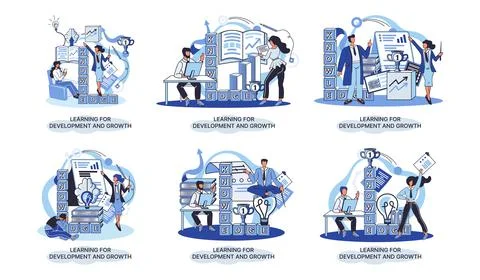 Learning for development and growth. Self-learning, online emoloyee education Stock Illustration