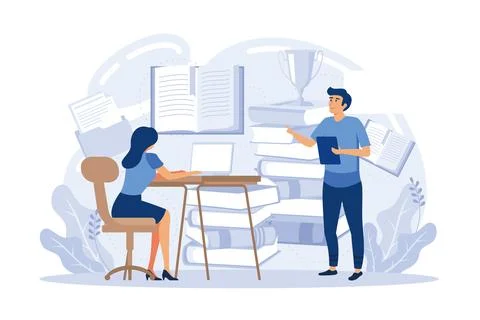 Learning development and growth. Self-learning metaphor, online employee ed.. Stock Illustration