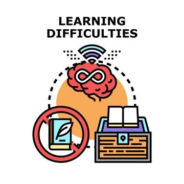 Learning difficulties concept, brain with cognitive problems Stock Illustration