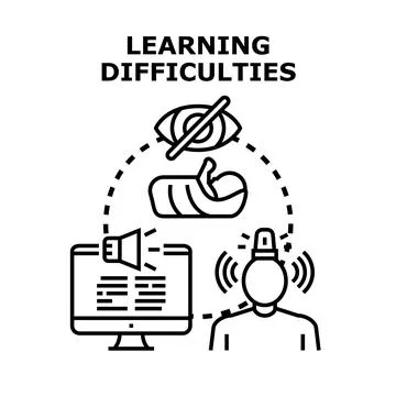 Learning difficulties concept exploring speech visual impairments Stock Illustration