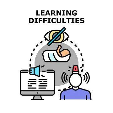 Learning difficulties concept exploring speech visual impairments Stock Illustration