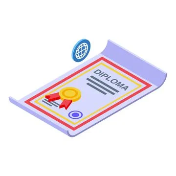 Learning diploma icon isometric vector. Computer training Stock-Illustration