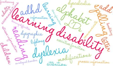 Learning Disability Word Cloud 스톡 일러스트