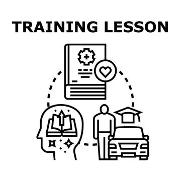 Learning driving skills and knowledge education concept Illustrazione stock