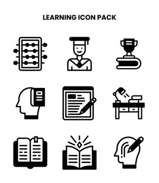 Learning DuoTone Collection Icons Pack Illustrazione stock