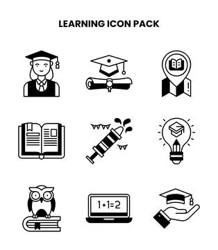 Learning DuoTone Collection Icons Pack Stockillustratie