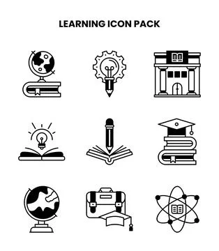 Learning DuoTone Collection Icons Pack Ilustração Stock