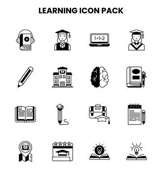 Learning DuoTone Design Icons Pack Ilustración de archivo