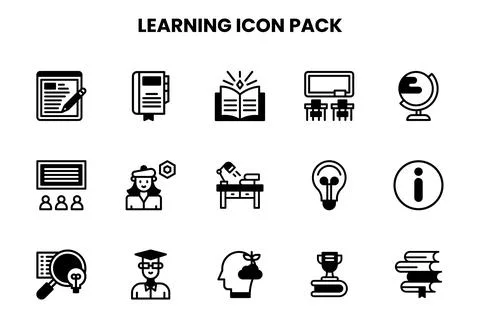 Learning DuoTone Graphics Icons Pack Illustrazione stock