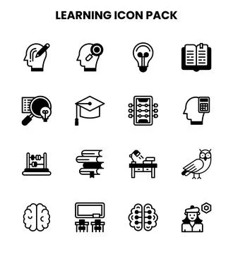 Learning DuoTone UI Icons Pack Stock Illustration