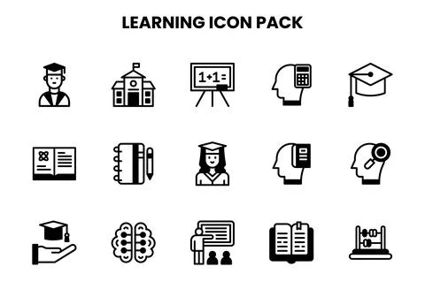 Learning DuoTone UI Icons Pack Stock Illustration