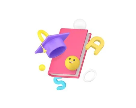 Learning education graduation student studying book literature 3d icon real.. Stock Illustration
