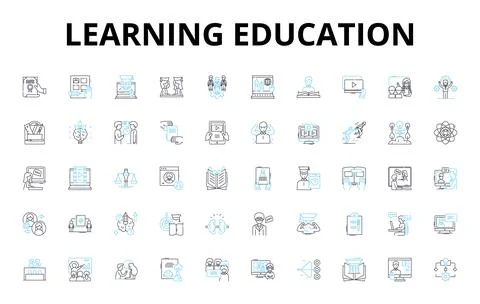 Learning education linear icons set. Knowledge, Growth, Insight, Discovery イラスト素材