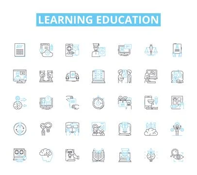 Learning education linear icons set. Knowledge, Growth, Insight, Discovery 스톡 일러스트