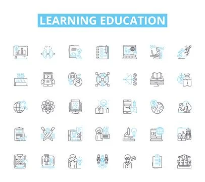 Learning education linear icons set. Knowledge, Growth, Insight, Discovery Stock Illustration