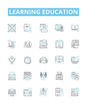 Learning education vector line icons set. Education, Learning, Studying Stock Illustration