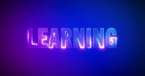 Learning. Electric lightning words. Logotype Stock Footage 134665857